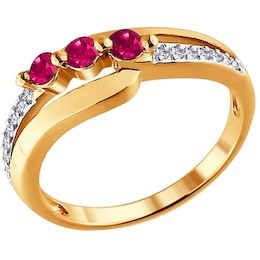Кольцо из золота с бриллиантами и рубинами 4010201