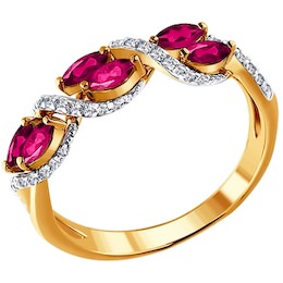 Кольцо из золота с бриллиантами и рубинами 4010209