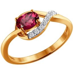 Кольцо из золота с бриллиантами и рубином 4010216