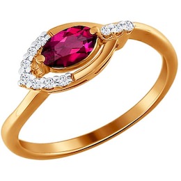 Кольцо из золота с бриллиантами и рубином 4010346