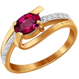 Кольцо из золота с бриллиантами и рубином 4010364