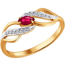 Кольцо из золота с бриллиантами и рубином 4010376