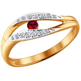 Кольцо из золота с бриллиантами и рубином 4010382