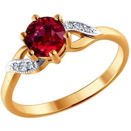 Кольцо из золота с бриллиантами и рубином 4010394