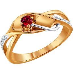 Кольцо из золота с бриллиантами и рубином 4010405
