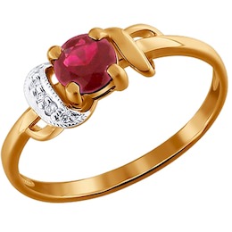 Кольцо из золота с бриллиантами и рубином 4010441
