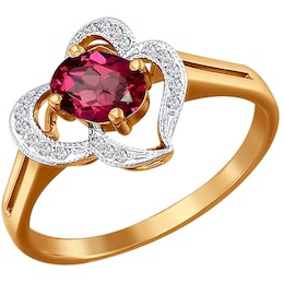Кольцо из золота с бриллиантами и рубином 4010442