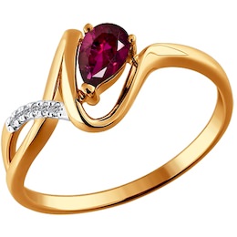 Кольцо из золота с бриллиантами и рубином 4010447