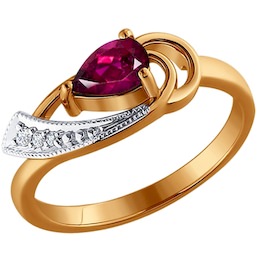 Кольцо из золота с бриллиантами и рубином 4010449