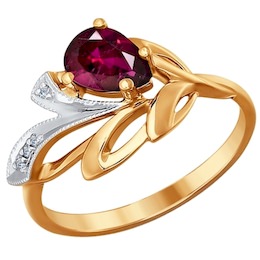 Кольцо из золота с бриллиантами и рубином 4010460