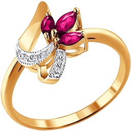 Кольцо из золота с бриллиантами и рубинами 4010474