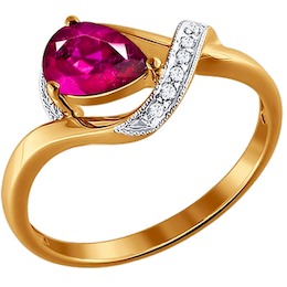 Кольцо из золота с бриллиантами и рубином 4010477