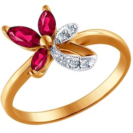 Кольцо из золота с бриллиантами и рубинами 4010480