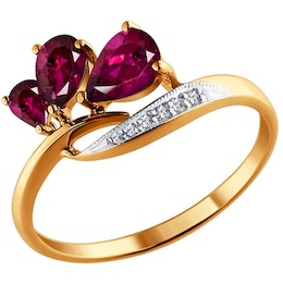 Кольцо из золота с бриллиантами и рубинами 4010488