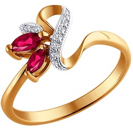 Кольцо из золота с бриллиантами и рубинами 4010489