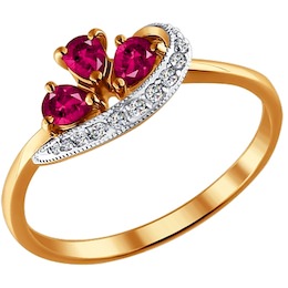 Кольцо из золота с бриллиантами и рубинами 4010504