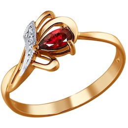 Кольцо из золота с бриллиантами и рубином 4010505