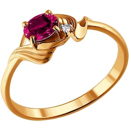 Кольцо из золота с бриллиантом и рубином 4010506