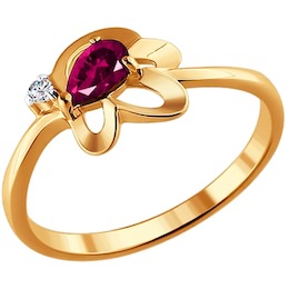 Кольцо из золота с бриллиантом и рубином 4010510