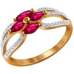 Кольцо из золота с бриллиантами и рубинами 4010512