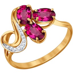 Кольцо из золота с бриллиантами и рубинами 4010515