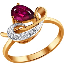 Кольцо из золота с бриллиантами и рубином 4010529