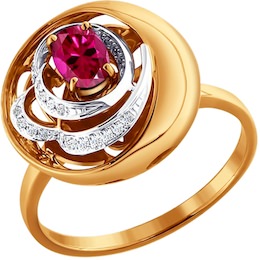 Кольцо из золота с бриллиантами и рубином 4010546
