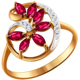 Кольцо из золота с бриллиантами и рубинами 4010553