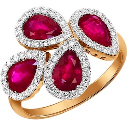 Кольцо из золота с бриллиантами и рубинами 4010556