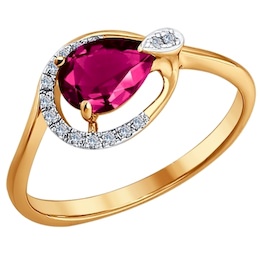 Кольцо из золота с бриллиантами и рубином 4010558