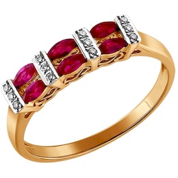 Кольцо из золота с бриллиантами и рубинами 4010565