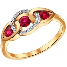 Кольцо из золота с бриллиантами и рубинами 4010566