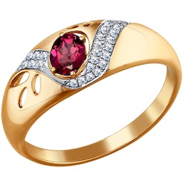 Кольцо из золота с бриллиантами и рубином 4010575