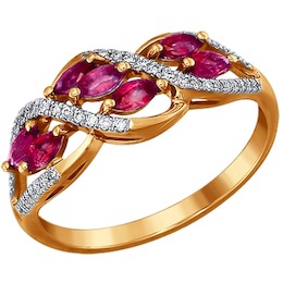 Кольцо из золота с бриллиантами и рубинами 4010578