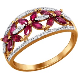 Кольцо из золота с бриллиантами и рубинами 4010579