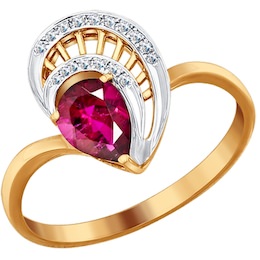 Кольцо из золота с бриллиантами и рубином 4010585