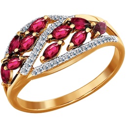 Кольцо из золота с бриллиантами и рубинами 4010586