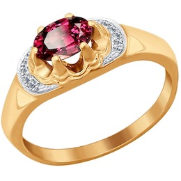 Кольцо из золота с бриллиантами и рубином 4010587