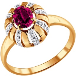 Кольцо из золота с бриллиантами и рубином 4010592