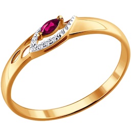 Кольцо из золота с бриллиантами и рубином 4010593