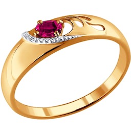 Кольцо из золота с бриллиантами и рубином 4010595
