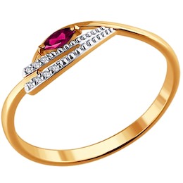 Кольцо из золота с бриллиантами и рубином 4010596