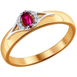 Кольцо из комбинированного золота с бриллиантами и рубином 4010598