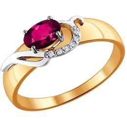 Кольцо из комбинированного золота с бриллиантами и рубином 4010599