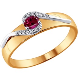 Кольцо из комбинированного золота с бриллиантами и рубином 4010600