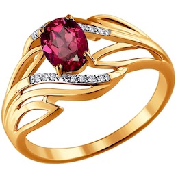 Кольцо из золота с бриллиантами и рубином 4010604
