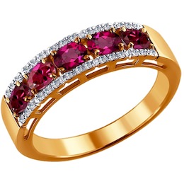 Кольцо из золота с бриллиантами и рубинами 4010605