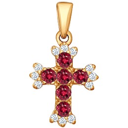 Крест из золота с бриллиантами и рубинами 4120004