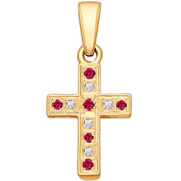 Крест из золота с бриллиантами и рубинами 4120005