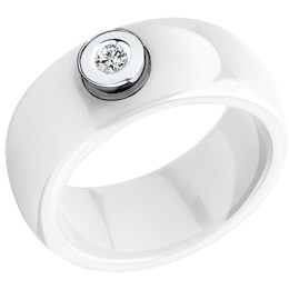 Керамическое кольцо с бриллиантом 6015004